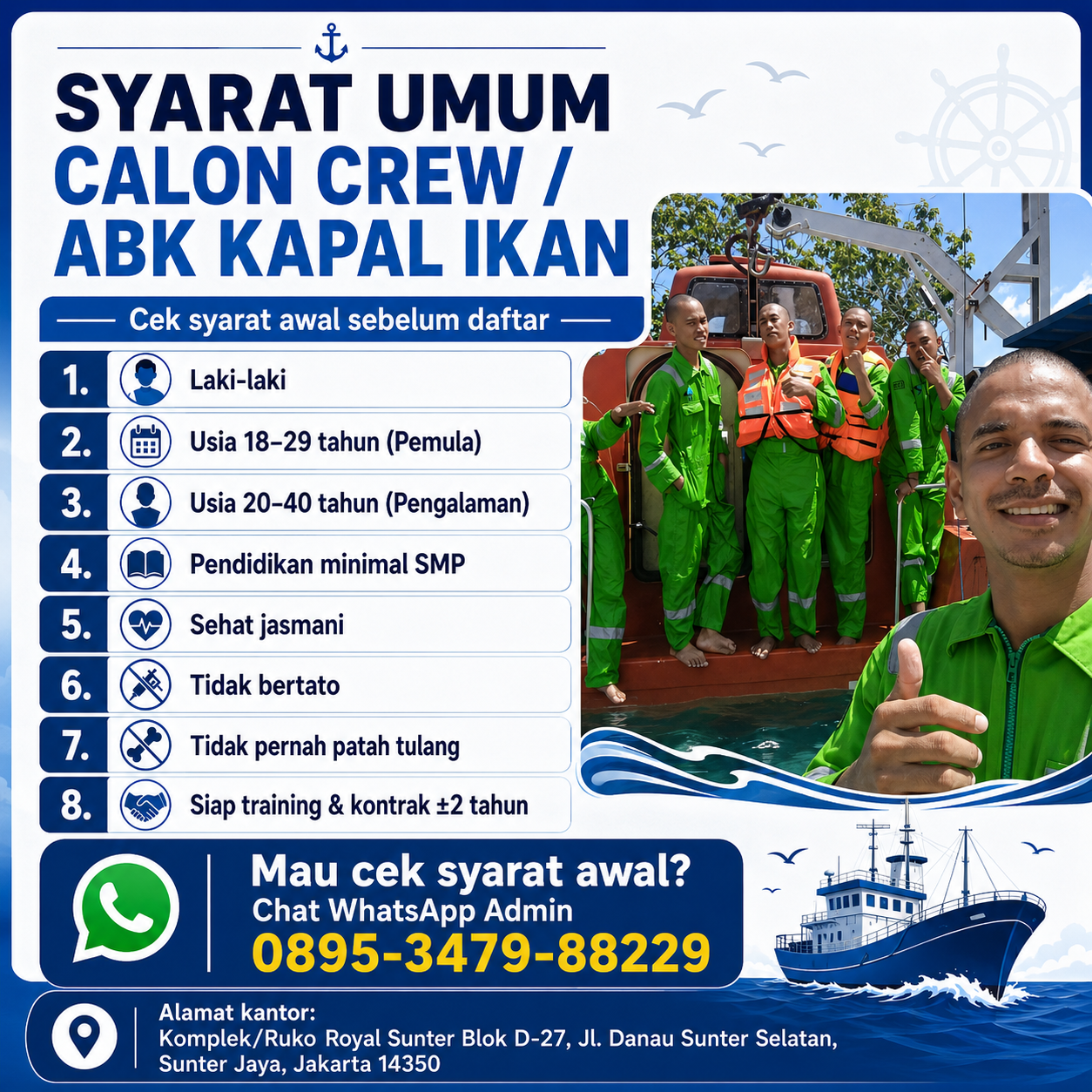 Infografis syarat umum calon crew ABK kapal ikan